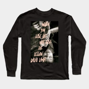 Dalai Lama Quote Blush Black and White Peaceful portrait Long Sleeve T-Shirt